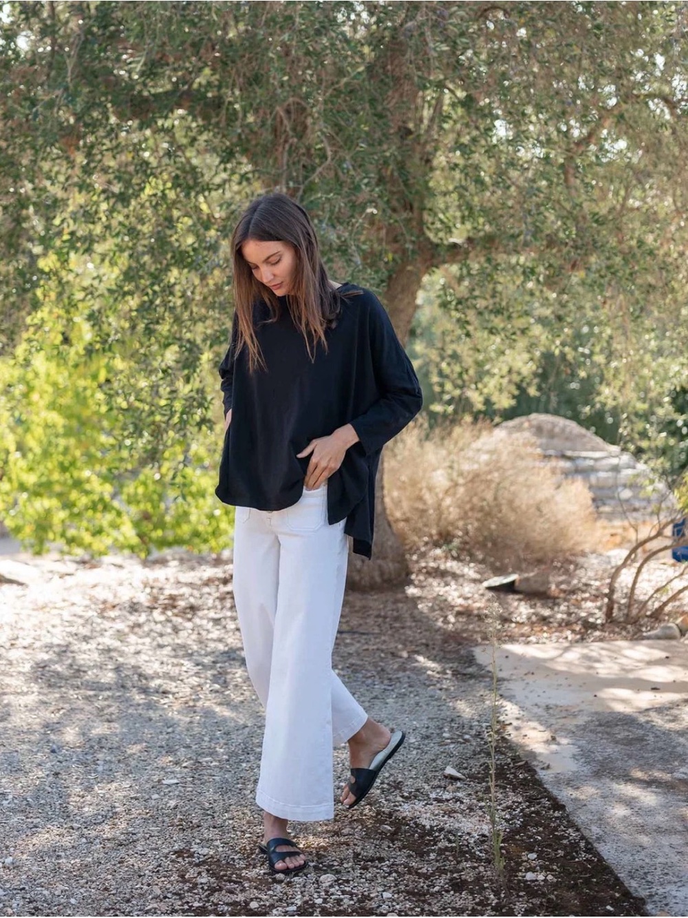 Classic Black Long-Sleeve Tee — Relaxed Women’s Top